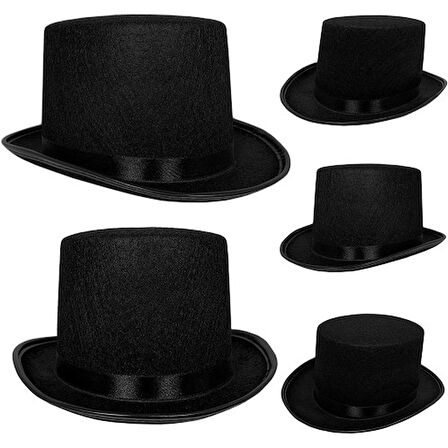 Periboia Yetişkin Boy Siyah Renk Keçe Sihirbaz Fötr Şapka