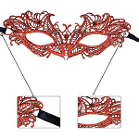 Periboia Kırmızı Dantel Masquerade Maskesi 5 No
