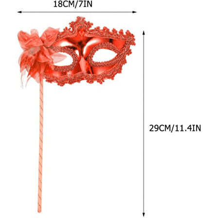 Periboia Kırmızı Işıltılı Tutmalı Fotoğraf Çekimi Maskesi 