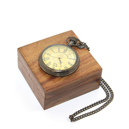 Periboia Ahşap Kutulu Pirinç Köstekli Saat Model 2