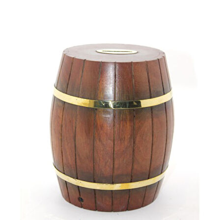 Periboia Pirinç Ahşap Fıçı Kumbara 18 Cm 