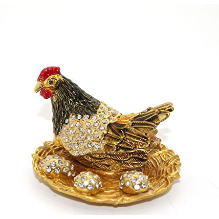 Periboia Swarovski Taşlı Yumurtalı Tekli Tavuk Model 2 