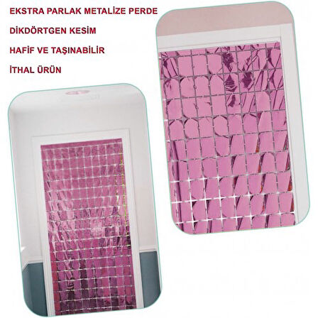 Periboia Ekstra Metalize Rose Gold Disko Kapı Perdesi