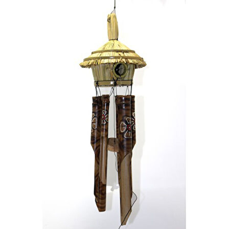 Periboia Hasır Kuş Yuvalı Bambu Çan 50 cm