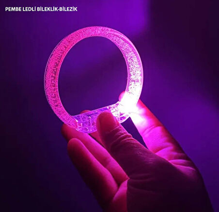 Periboia Pembe Led Işıklı Baskı Yapılabilen Pilli Bileklik Bilezik