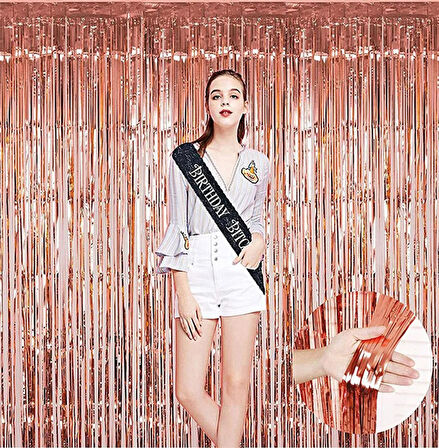 Periboia Rose Gold Püsküllü Kapı Perdesi