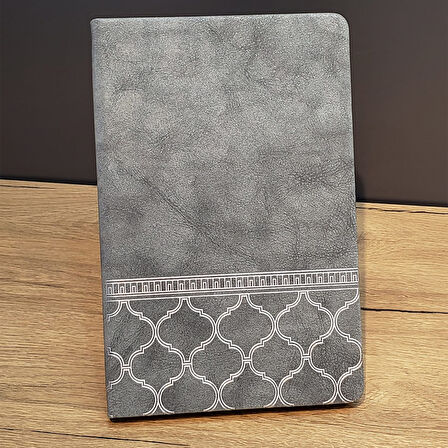 Periboia Desenli Gri Renk Deri Defter
