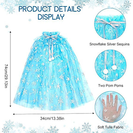 Periboia Karlar Ülkesi Elsa Frozen Mavi Pelerin – 80 cm Çocuk Pelerini