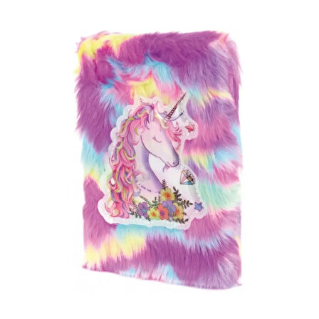 Periboia Çiçekli Unicorn Tasarımlı Peluş Hatıra Defteri