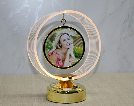 Periboia Kişiye Özel Fotoğraf Alanlı Yuvarlak Led Çerçeve