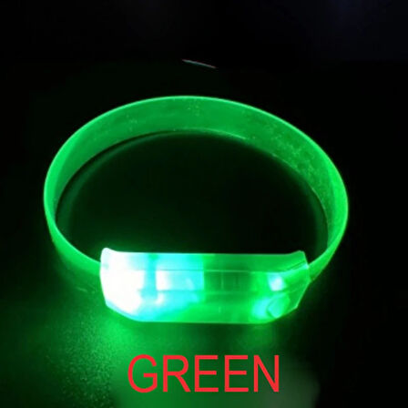 Periboia 3 Modlu Pilli LED Işıklı Esnek Parti Bilekliği Yeşil