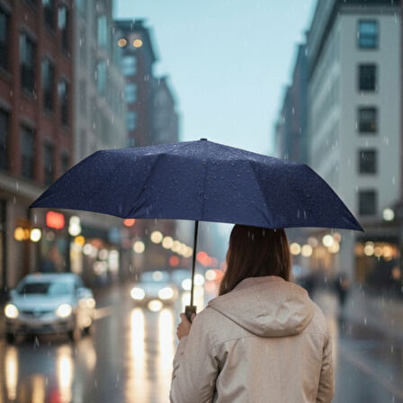 Periboia Mavi Kılıflı Otomatik Kompakt Şemsiye