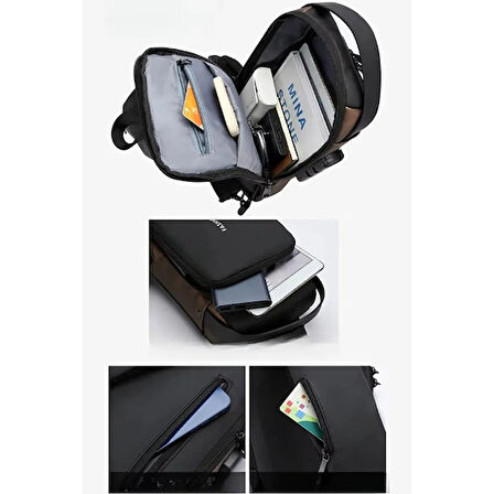 Periboia Powerbank Destekli Erkek Ön Göğüs Çantası