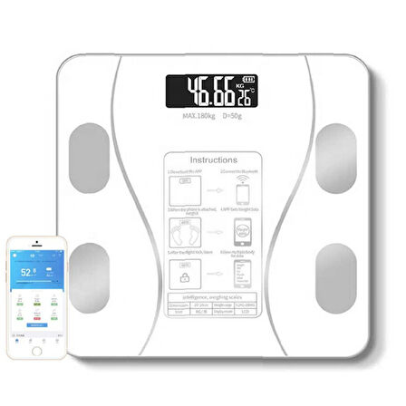 Periboia Beyaz Renk Bluetooth Özellikli Akıllı Tartı
