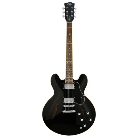 SX SEL6BK Semi Hollow 335 Style Elektro Gitar (Black)