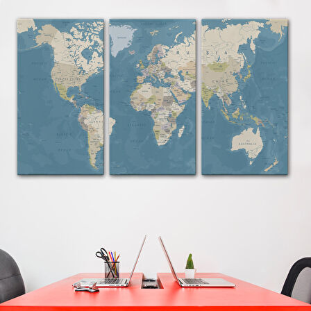 Harita Sepeti Dünya Haritası Dekoratif Kanvas Tablo 1040