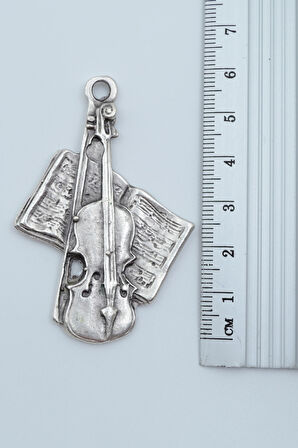 2'li Nota Defteri Keman - Salvador Dali Gümüş Kaplama Kolye Seti