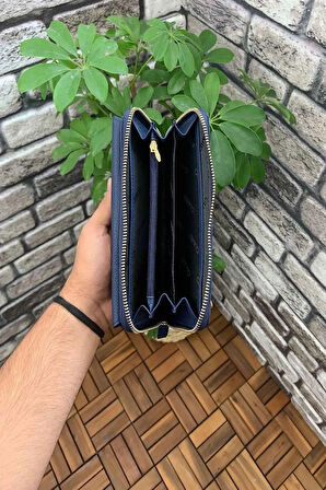 Hakiki Deri Lacivert Kadın Cüzdanı (T904)