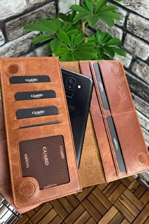Derije Hakiki Deri Tiguan Taba Mıknatıslı Telefon Girişli Portföy Cüzdan (T929)