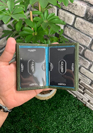 Derije Hakiki Deri Antik Yeşil Kartlık (T1054)