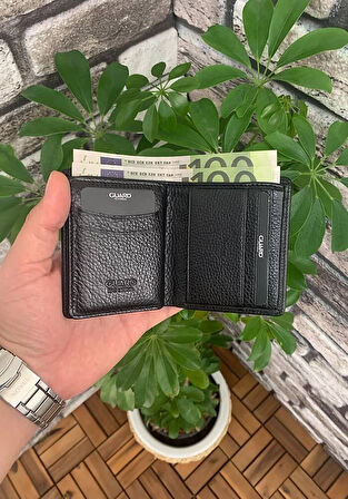 Derije Hakiki Deri Dustin Siyah Erkek Cüzdanı (T407)