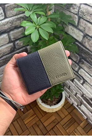 Derije Hakiki Deri Mat Yeşil/Lacivert Erkek Cüzdanı (T1367)