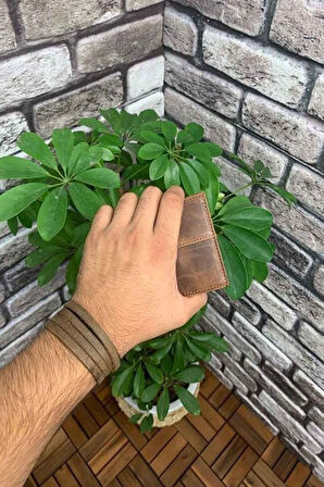 Derije Hakiki Deri Antik Taba İnce Klasik Erkek Cüzdanı (T1425)