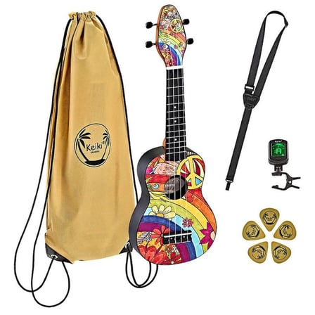 Ortega K2-68 Keiki Sopranino Ukulele Set (Peace \'68)