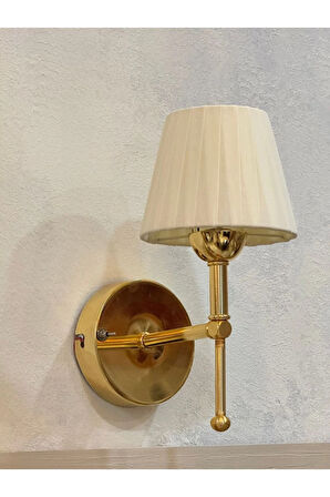 Osmanlı Ipeği Metal Duvar Aydınlatması Kablosuz Pilli Ledli Parlak Gold Aplik