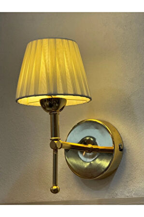 Osmanlı Ipeği Metal Duvar Aydınlatması Kablosuz Pilli Ledli Parlak Gold Aplik