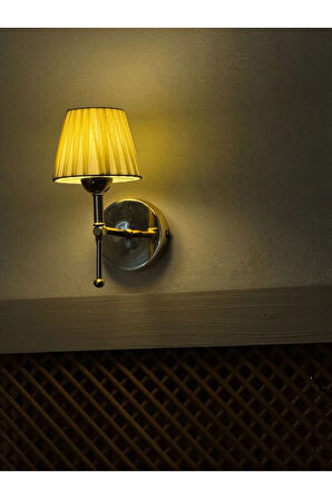 Osmanlı Ipeği Metal Duvar Aydınlatması Kablosuz Pilli Ledli Parlak Gold Aplik