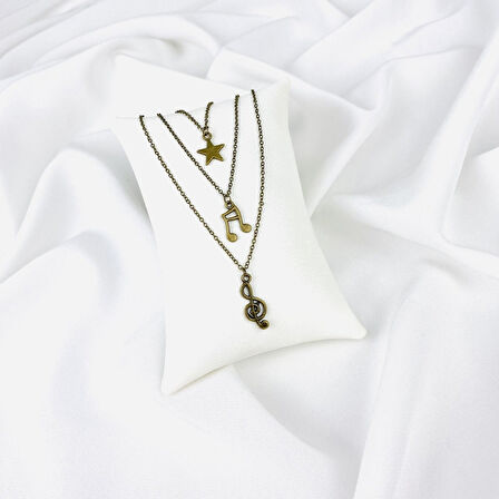 Müzik Nota  Yıldız Set 3 lü   Kolye  Aksesuar Şık Hediyelik Takı Süs