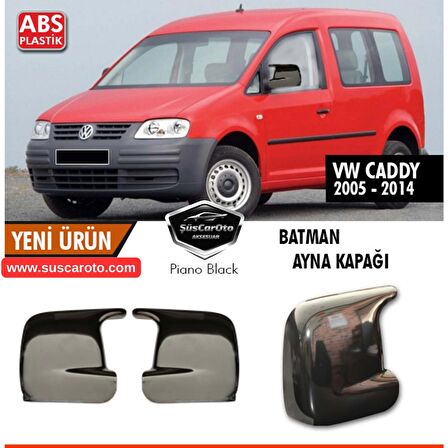 Vw Caddy Mk2 2005-2014 Uyumlu Batman Yarasa Ayna Kapağı Piano Black ABS Plastik