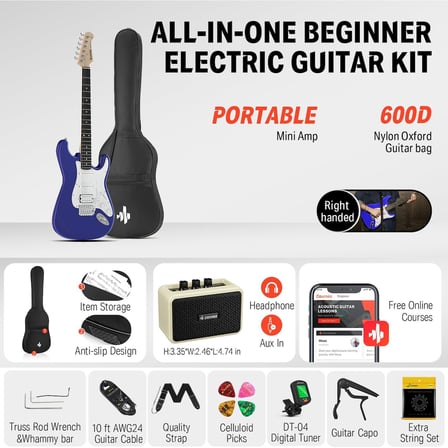 Donner DST-100L ST Elektro Gitar (Sapphire Blue)