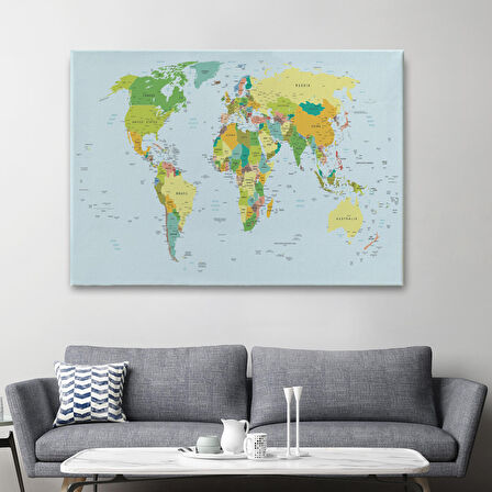 Harita Sepeti Dünya Haritası Dekoratif Kanvas Tablo 1041