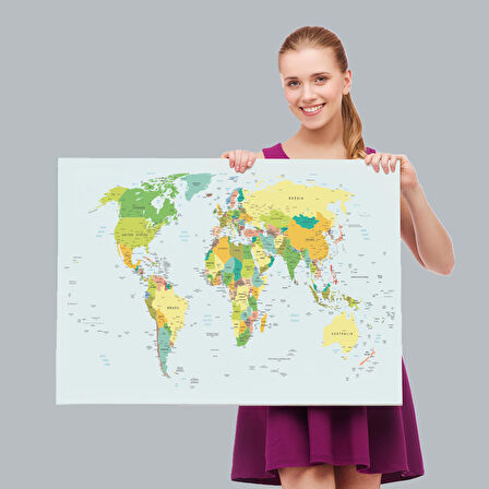 Harita Sepeti Dünya Haritası Dekoratif Kanvas Tablo 1041