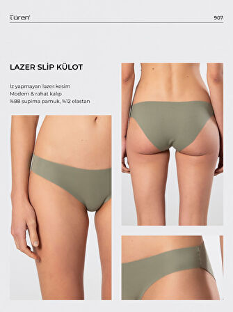 Türen Kadın Lazer Kesim Pamuklu Bikini Külot 907/Yeşil