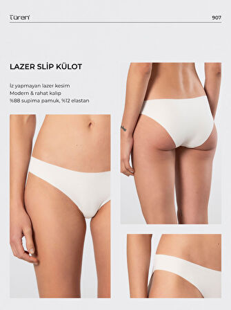 Türen Kadın Lazer Kesim Pamuklu Bikini Külot 907/Ekru