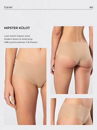Türen Kadın Lazer Kesim Pamuklu Hipster Külot 910/Vizon