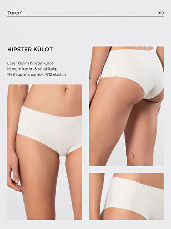 Türen Kadın Lazer Kesim Pamuklu Hipster Külot 910/Ekru