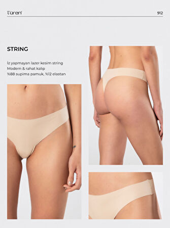 Türen Kadın Lazer Kesim Pamuklu String Külot 912/Ten