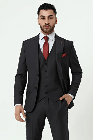 Guild 1042 Slim Fit Sivri Yaka Füme Takım Elbise