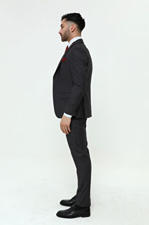 Guild 1042 Slim Fit Sivri Yaka Füme Takım Elbise