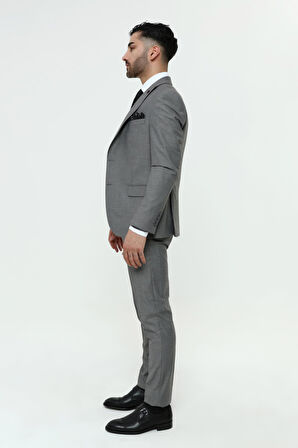 Guild 1042 Slim Fit Sivri Yaka Gri Takım Elbise