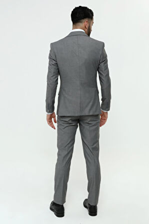 Guild 1042 Slim Fit Sivri Yaka Gri Takım Elbise