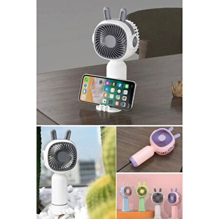 Telefon Tutuculu Şarjlı Mini El Fanı