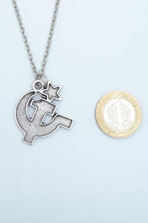 2'li Che Guevare - Orak Çekiç Erkek Kadın Kolye Seti 925 Ayar Gümüş Kaplama