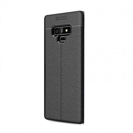 Smcase Samsung Galaxy Note 9 Kılıf Deri Dokulu Silikon   Tam Kapatan Cam
