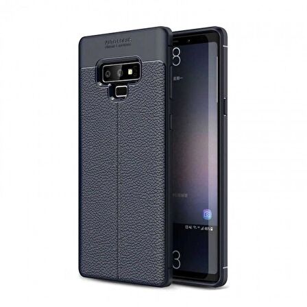 Smcase Samsung Galaxy Note 9 Kılıf Deri Dokulu Silikon   Tam Kapatan Cam