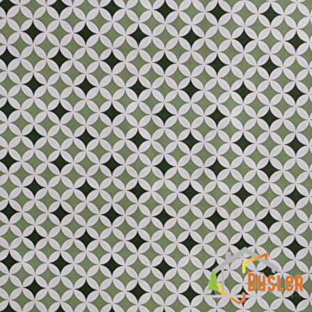 Yeşil Geometrik Desenli Su ve Leke İtici Panama Keteni Küçükçalık Premier Duck Kumaş Bezi 100x180